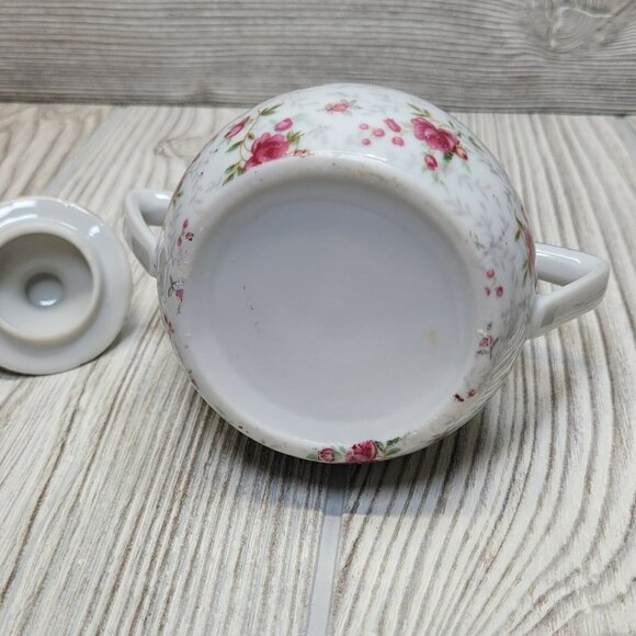 Pink Roses Sugar And Creamer Gold Trim Tea Cottage Core Vintage Boho Chic READ - Picture 15 of 16